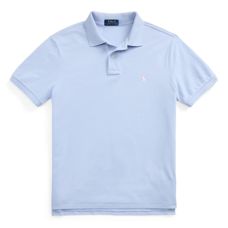 Image of Polo Ralph Lauren Mens Custom Short Sleeve Polo Shirt Cornflower Blue male XL