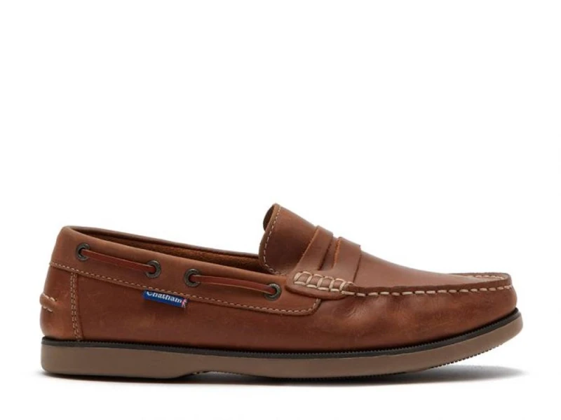 Image of CHATHAM MARINE Mens Shanklin - Premium Leather Loafers in Tan Size: 8 Tan Male 8