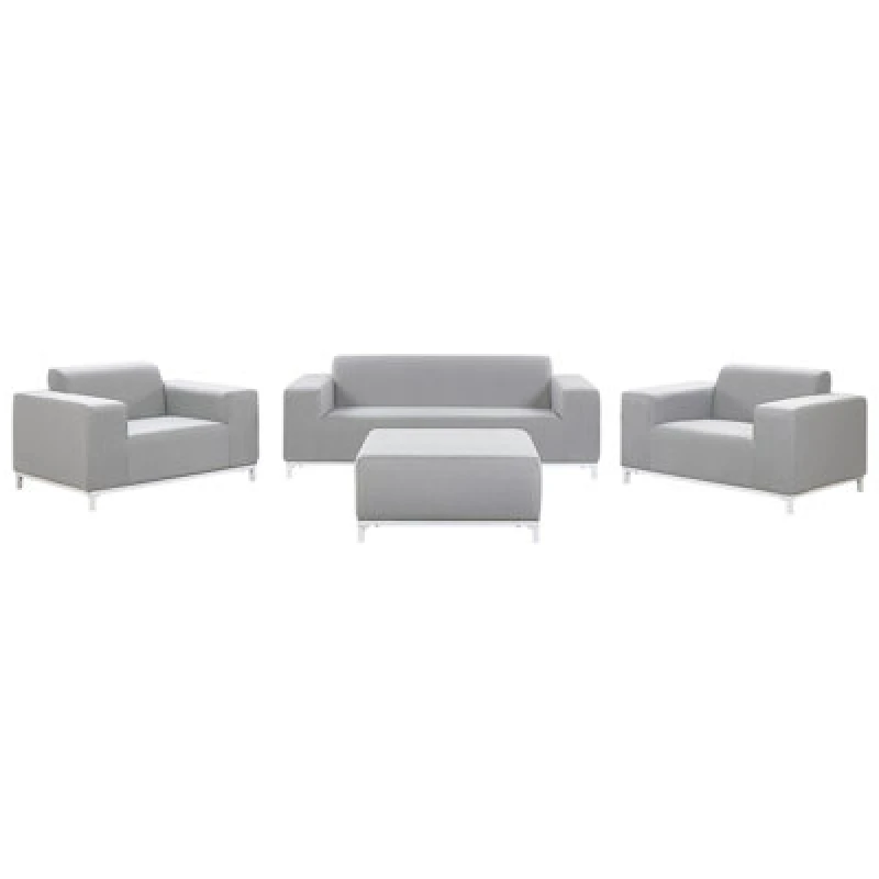 Image of Beliani Garden Lounge Set With Table 5 Seater Rovigo Light Grey