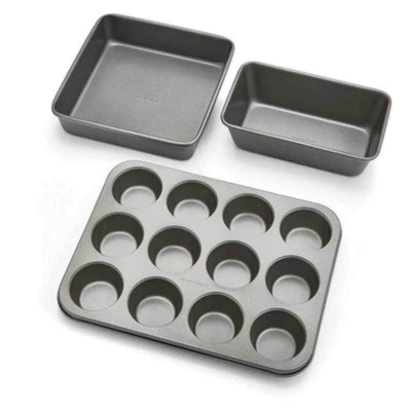 Image of Morphy Richards Muffin Tin, Square Cake Tin and 2lb Loaf Tin in Grey Grey One Size Unisex 5056765490018