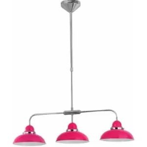 Image of Premier Housewares - Pendant Hot Pink and Chrome 3 Light Pendant