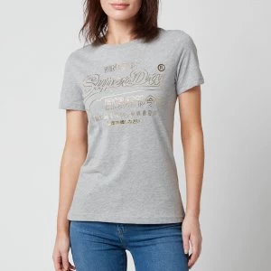 Image of Superdry Womens Vl Luster T-Shirt - Grey Marl - UK 14