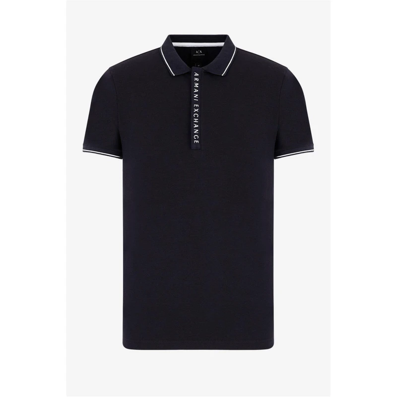 Image of Armani Exchange Side Branding Polo Shirt Navy XL