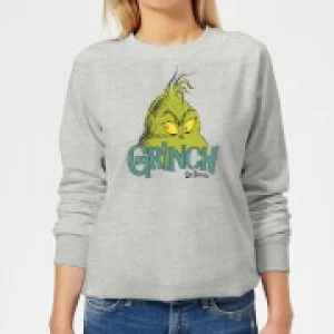 Image of The Grinch Face Womens Christmas Sweatshirt - Grey - M
