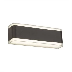 Image of Integrated LED 2 Light Outdoor Wall Light Dark Grey IP44