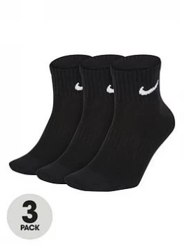 Image of Nike Everyday 3pk Ankle Socks - Black, Size S, Women