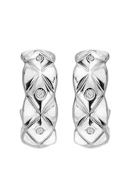 Image of Hot Diamonds Quilted Earrings - White Topaz, Silver, Women