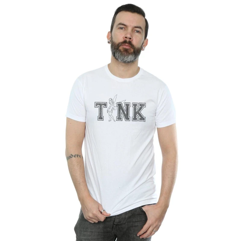 Image of Disney Men Tinker Bell Collegiate Tink T-Shirt in White Size: Small White S Male 5059114944347