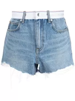 Image of ALEXANDER WANG WOMEN Logo High Rise Bite Shorts Blue