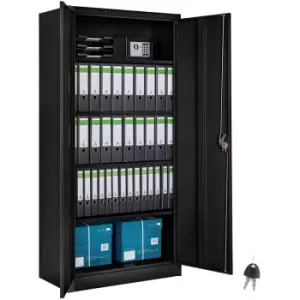 Image of Filing cabinet with 5 shelves - metal filing cabinet, office cabinet, home filing cabinet - Black 80cm - black