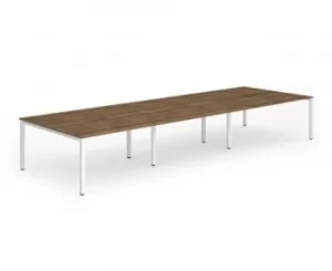 Image of B2B White Frame Bench Desk 1400 Walnut (6 Pod)