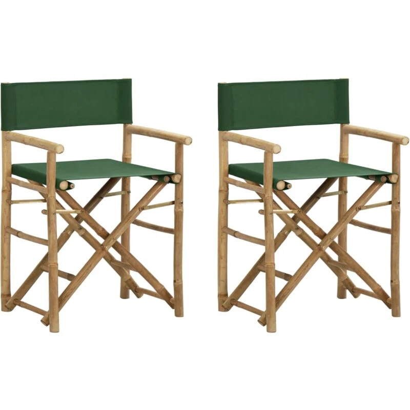 Image of VIDAXL Folding Director's Chairs 2 pcs Green Bamboo and Fabric Vidaxl 8720286135419