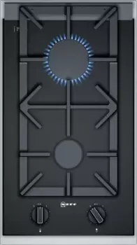 Image of Neff N23TS29N0 30cm Gas Domino hob - Black/Stainless Steel Top Trim