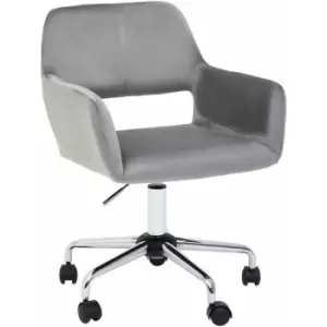 Image of Brent Grey Velvet And Chrome Base Home Office Chair - Premier Housewares