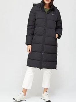 Image of Calvin Klein Jeans Peached Cotton Long Padded Jacket - Black