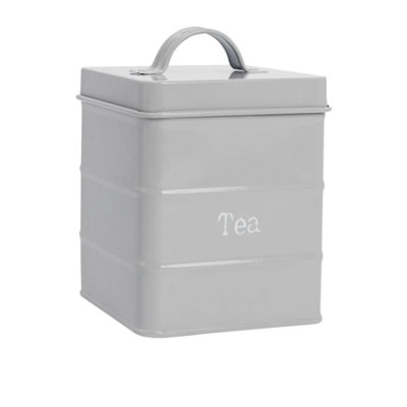 Image of Harbour Housewares Kitchen Tea Canister - Grey - Vintage Metal Storage Caddy Tin Jar