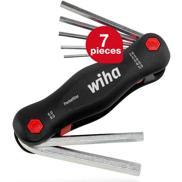 Image of Wiha Wiha - Multitool PocketStar internal hexagon, 7 pcs., quick access at the push of a button, can be used as long handle and T-handle, L-key secur