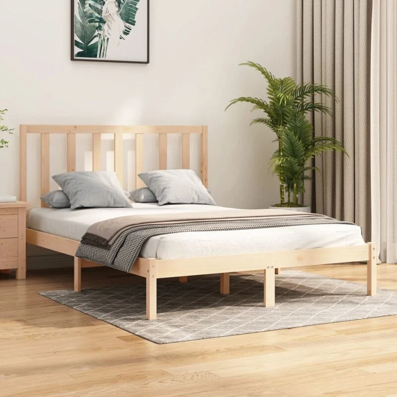 Image of VIDAXL Bed Frame without Mattress Solid Wood Pine 120x190cm Small Double Vidaxl 8720287038726