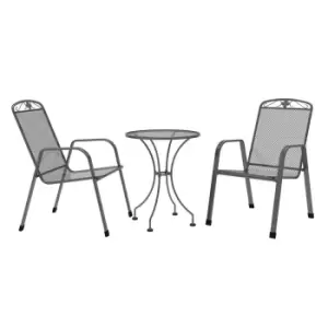 Image of Royal Garden Savoy 2 Seat Steel Bistro Set - Grey