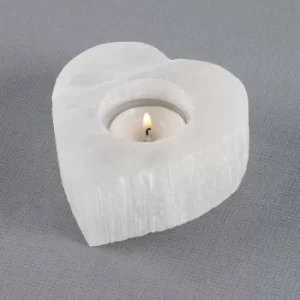 Image of Selenite Heart Tea Light Holder