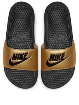 Image of Nike Benassi Jdi, Black/Gold, Size 7.5, Women
