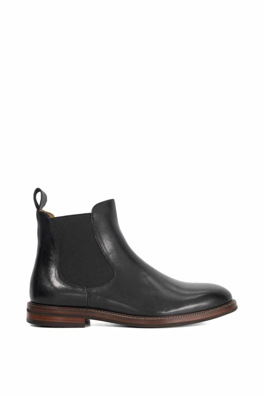 Image of Dune London Dune London Men 'Maisen' Leather Chelsea Boots in Black Size: 9 Black 9 Male 5050808716134