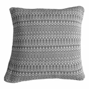 Image of Crossland Grove Knitted Fairisle Cushion Grey 450x450mm