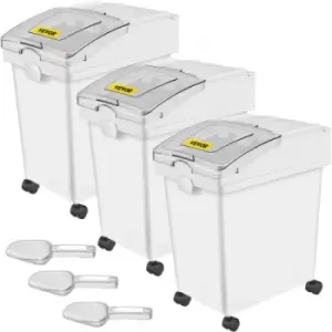 Image of 3 X 25l Ingredient Storage Bin Rice Flour Bin On Wheels 5.5 Gallons With Scoop