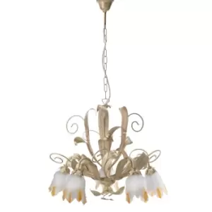 Image of Elena 5 Light Multi Arm Pendant Ceiling Light, Brushed Gold, Glass Shades