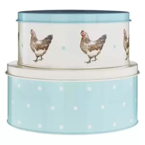 Image of Premier Housewares Set of 2 Cake Tins - Hen Print