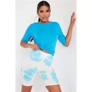 Image of I Saw It First Tie Dye Cycle Shorts - Blue
