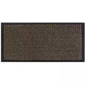 Image of JVL - Heavy Duty Barrier Door Floor Mat 80 x 140 cm, Brown Black