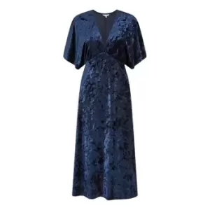 Image of Yumi Navy Velvet Kimono Midi Dress - Blue