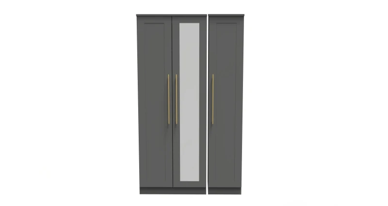 Image of Helmsley Tall Triple Mirror Wardrobe In Dusk Grey (Ready Assembled)