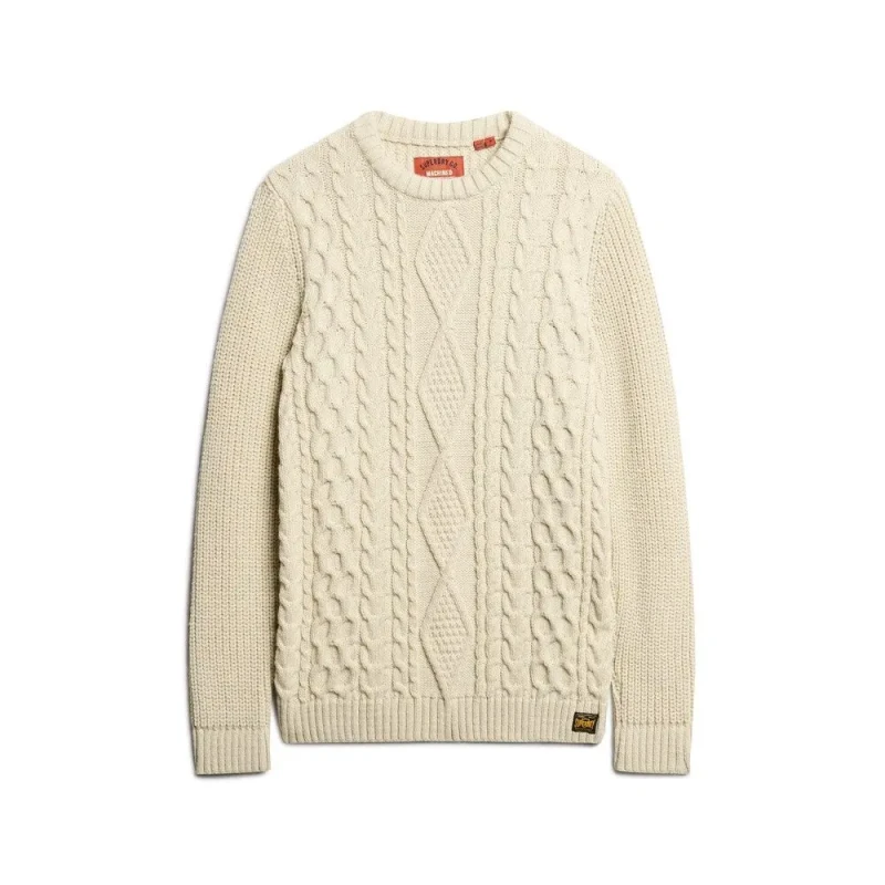 Image of Superdry Jacob Cable Jumper Ecru XL