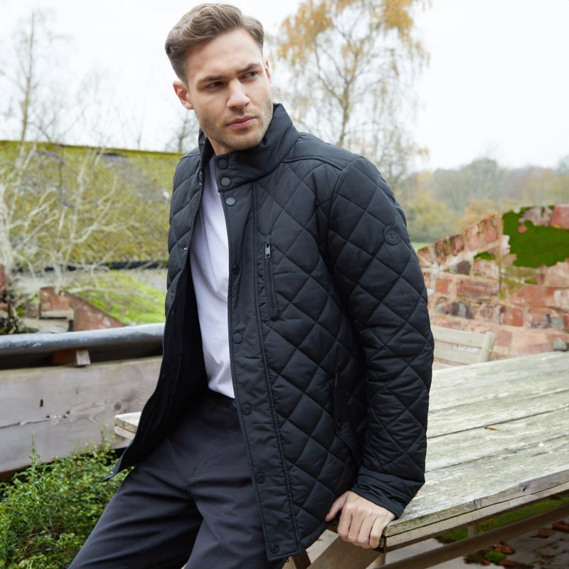 Image of Threadbare Funnel Neck Diamond Quilted Jacket - Black 2XL