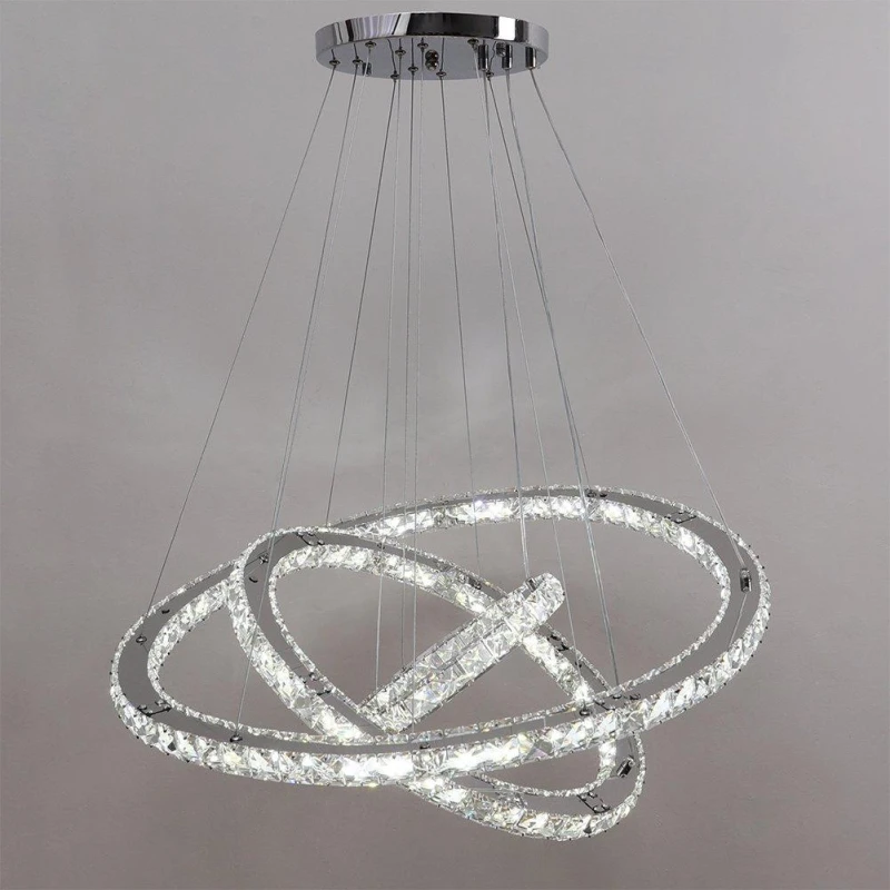Image of Kabinet UK Modern 3-Tier Adjustable Crystal LED Pendant Light White unisex One size