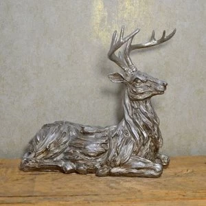 Image of Winter Deer Sitting Christmas Silver Ornament
