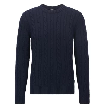 Image of Hugo Boss Namazio Cable Knitted Jumper Navy Size XL Men