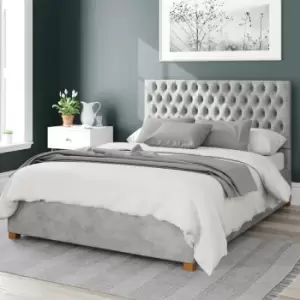 Image of Aspire Monroe Upholstered Ottoman Bed Kimyo Linen Silver Small Double