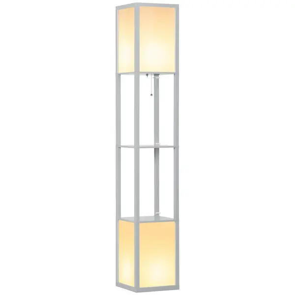 Image of HOMCOM Shelf Floor Lamp With Dual Light For Living Room Bedroom Black