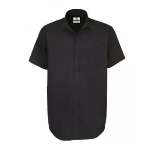 Image of B&C Mens Sharp Twill Short Sleeve Shirt / Mens Shirts (M) (Black)
