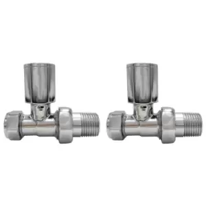 Image of Chrome Round Straight Radiator Valves - For Pipework Which Comes From The Floor