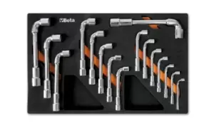 Image of Beta Tools M75 16pc Dbl End Offset Hex Socket Wrench Set Tray for Roller Cabs