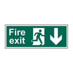 Image of Fire Exit (Man Arrow Down) - Sav (300 x 100mm)