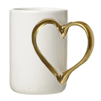 Image of White Mug With Gold Heart Handle By Heaven Sends
