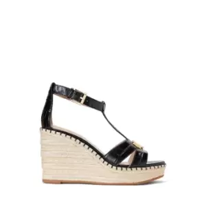 Image of Lauren by Ralph Lauren Hale II Embossed Leather Espadrille - Black