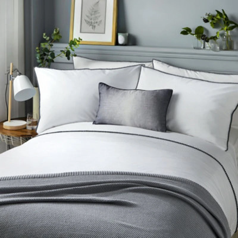 Image of Serene Home Pom Pom Boutique Duvet Cover Set in Grey Duvet Cover Sets Double Grey 70569402030