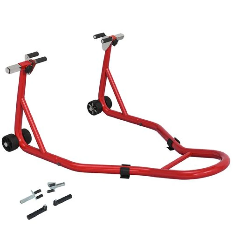 Image of HOMCOM HOMCOM Front Motorcycle Paddock Stand with U&L Shaped Adapters, Red Red One Size Unisex 5063603019164
