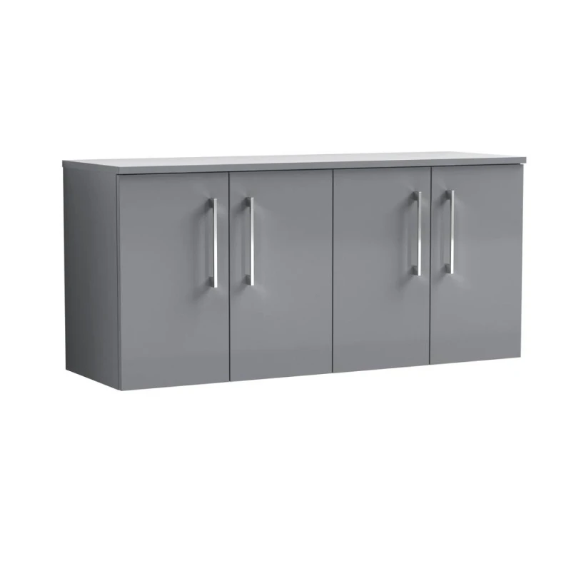 Image of Balterley Level 1200mm Wall Hung 4 Door Vanity Unit with Worktop - Satin Grey Grey Unisex